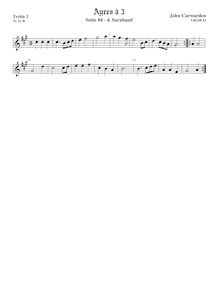 Partition Treble2 viole de gambe,  No.4 pour 3 violes de gambe, Carwarden, John par John Carwarden