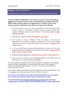 FRANÇAIS CLASSE DE SECONDE III PRÉSENTATION DU TRAVAIL DE L ANNEE ...