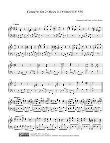 Partition complète, Concerto pour 2 hautbois en D minor, RV 535
