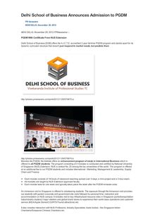 Delhi School of Business Announces Admission to PGDM
