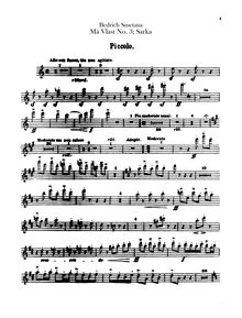 Partition Piccolo, flûte 1, 2, Šárka, A minor, Smetana, Bedřich