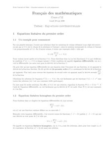 Cours de français des mathématiques - FLE pour l entrée en CPGE scientifique, Equations différentielles