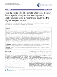 The dipeptide Phe-Phe amide attenuates signs of hyperalgesia, allodynia and nociception in diabetic mice using a mechanism involving the sigma receptor system