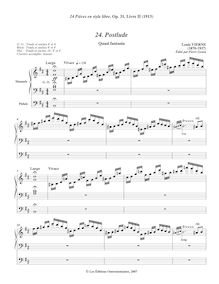 Partition , Postlude Quasi fantasia, 24 Pièces en style libre pour Orgue ou Harmonium, Op.31