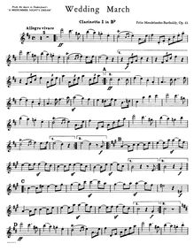 Partition clarinettes 1, 2 (en B♭), 1, 2 (en C), Musik zu Ein Sommernachtstraum