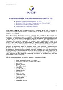 Combined General Shareholder Meeting of May 6, 2011