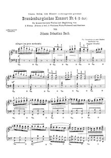 Partition complète, Brandenburg Concerto No.4, G major, Bach, Johann Sebastian par Johann Sebastian Bach