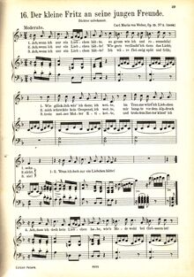 Partition No., Der kleine Fritz an seine jungen Freunde, 6 chansons, Op.15