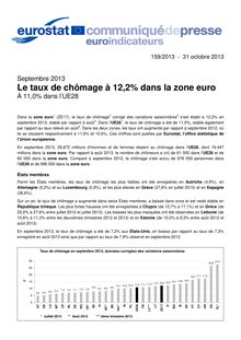 Eurostat : Le taux de chômage à 12,2% dans la zone euro - À 11,0% dans l’UE28 