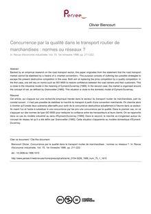 Concurrence par la qualité dans le transport routier de marchandises : normes ou réseaux ? - article ; n°1 ; vol.75, pg 211-222