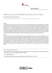 Réflexions sur les incertitudes de l état du droit au Tchad : Constat et propositions - article ; n°3 ; vol.41, pg 595-615