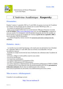 L'Antivirus Académique : Kaspersky