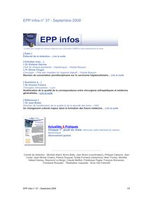 EPP infos n° 37 - Septembre 2009