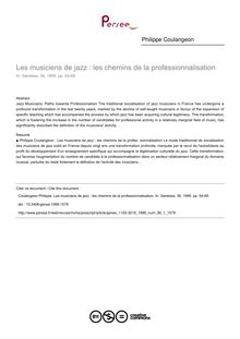 Les musiciens de jazz : les chemins de la professionnalisation - article ; n°1 ; vol.36, pg 54-68