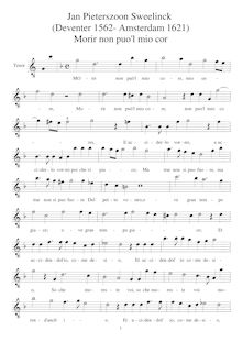 Partition ténor (A) en aigu enregistrement  notation, Rimes francaises et italiennes par Jan Pieterszoon Sweelinck