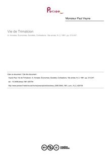 Vie de Trimalcion - article ; n°2 ; vol.16, pg 213-247