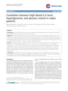 Correlation between high blood IL-6 level, hyperglycemia, and glucose control in septic patients