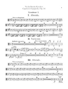 Partition Trombone 1, 2, 3, Tuba (Trombone 1, 2 - alto, ténor clefs), Spanish Capriccio