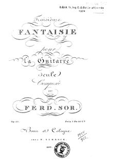 Partition complète, Fantasie No.3, Op.10, F major, Sor, Fernando
