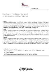 Information , orientation, adaptation - article ; n°1 ; vol.24, pg 19-29