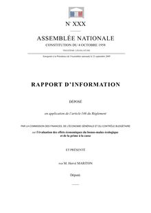 Rapport auprès de la Commission des Finances sur  - EXPOSÉ GÉNÉRAL ...