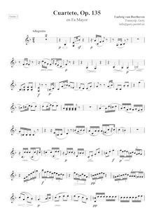 Partition violon 2, corde quatuor No.16, F major, Beethoven, Ludwig van