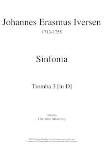 Partition trompette 3 (en D), Sinfonia, D major, Iversen, Johannes Erasmus par Johannes Erasmus Iversen