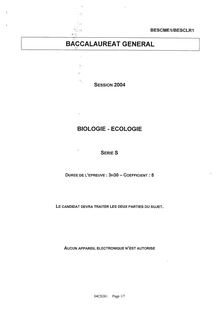 Baccalaureat 2004 biologie ecologie scientifique
