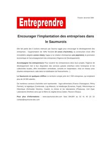 Encourager l implantation des entreprises dans le Saumurois