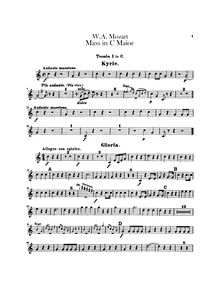 Partition trompette 1, 2 (en C), Mass, Krönungsmesse ; Coronation Mass ; Mass No.15 ; Missa