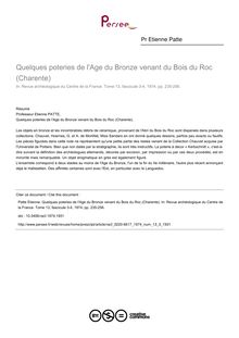 Quelques poteries de l Age du Bronze venant du Bois du Roc (Charente) - article ; n°3 ; vol.13, pg 235-256