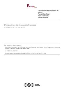 Perspectives de l économie française - article ; n°1 ; vol.16, pg 5-46