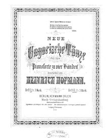 Partition complète, Neue Ungarische Tänze, Hofmann, Heinrich