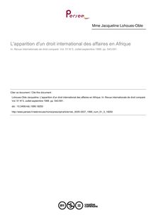 L apparition d un droit international des affaires en Afrique - article ; n°3 ; vol.51, pg 543-591