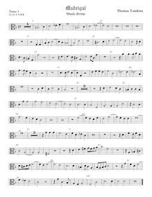 Partition ténor viole de gambe 1, alto clef, Music divine, Tomkins, Thomas
