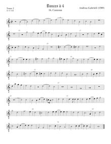 Partition ténor viole de gambe 2, octave aigu clef, Canzona, Gabrieli, Andrea
