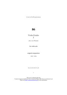 Partition complète, violon Etudes I (after own préludes), Novegno, Roberto