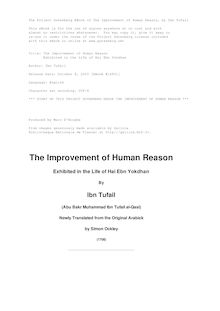 The Improvement of Human Reason - Exhibited in the Life of Hai Ebn Yokdhan