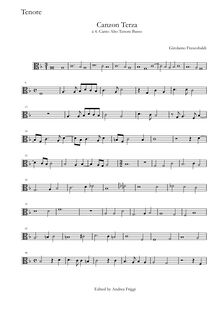 Partition ténor (alto clef), Canzon Terza à , Canto Alto ténor Basso