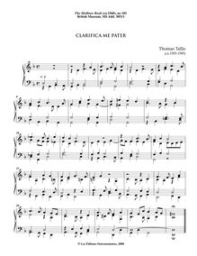 Partition 10, Clarifica me pater (II), pour Mulliner Book, Keyboard: organ or harpsichord