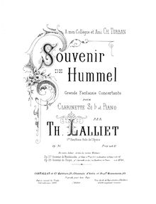 Partition de piano, Souvenir de Hummel, Op.30, Souvenir de Hummel. Grande fantaisie concertante pour clarinette et piano