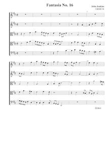 Partition Fantasia VdGS No.16 - partition complète (Tr Tr T T B), fantaisies pour 5 violes de gambe
