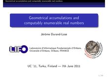 Geometrical accumulations and computably enumerable real numbers