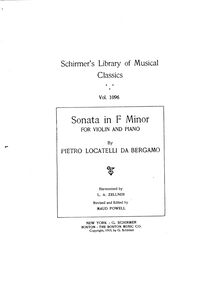 Partition de violon, 12 Sonate da camera, Locatelli, Pietro Antonio