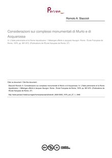 Considerazioni sui complessi monumentali di Murlo e di Acquarossa - article ; n°1 ; vol.27, pg 961-972