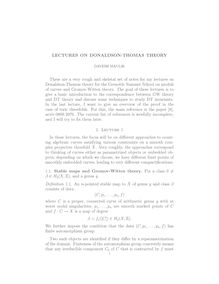 LECTURES ON DONALDSON THOMAS THEORY