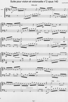 Partition Prélude,  No.2 pour violon et violoncelle, "From Germany"