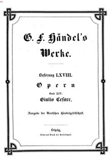 Partition complète, Giulio Cesare en Egitto, Handel, George Frideric par George Frideric Handel