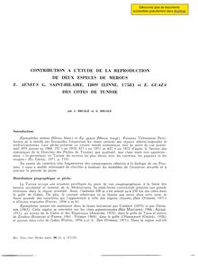 Contribution a l etude de la reproduction de deux especes de merous E.  aeneus G. Saint-Hilaire, 1809