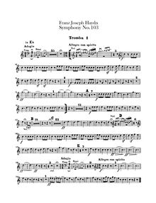 Partition trompette 1, 2 (en E♭, C), Symphony No.103, Drum Roll